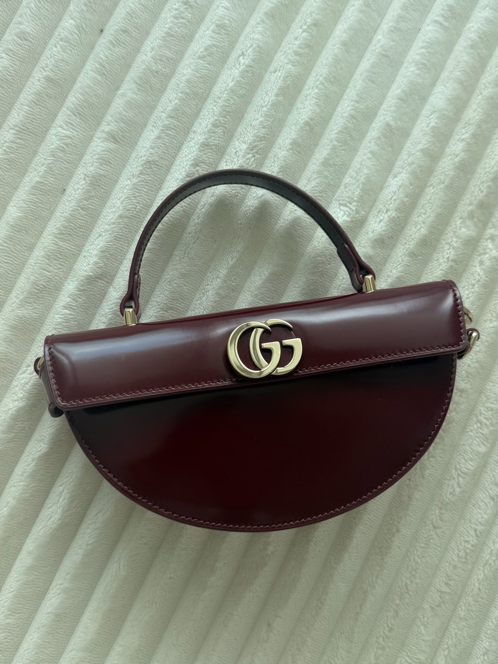 Gucci Red Half-Moon Leather Top-Handle Bag
